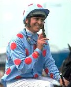 Willie Carson on Henbit after winning the 1980 Epsom Derby