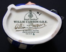 Willie Carson has signed the base of this 'Willie Carson' character jug