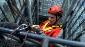 Jonathan Foyle at the Lloyds Building in 'Climbing Great Buildings'