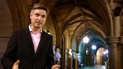 Jonathan Foyle in Manchester Town Hall for his TV series 'People's Palaces'