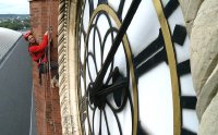 Jonathan Foyle examines the clock tower of St Pancras Station in 'Climbing Great Buildings'